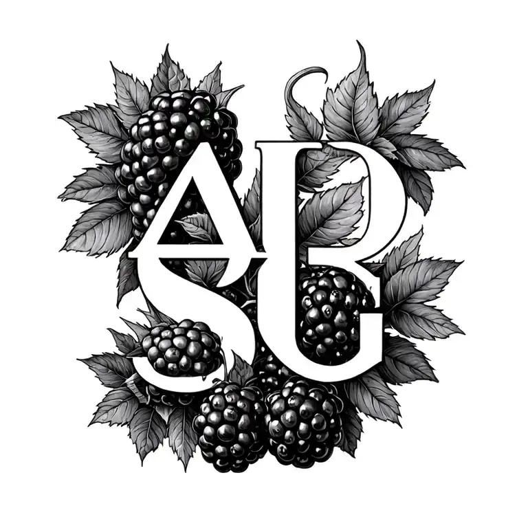 Blackberries Intertwined Initials Aj Cj Sg Letters