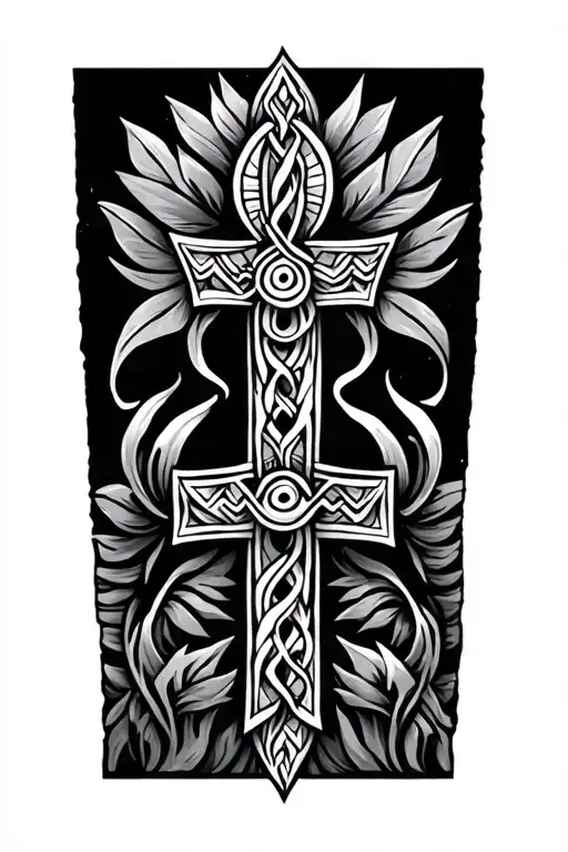 Polynesian With Cross Intertwined