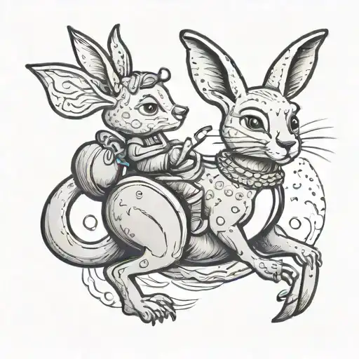 Betty Boo Riding A Kangaroo In Cartoon