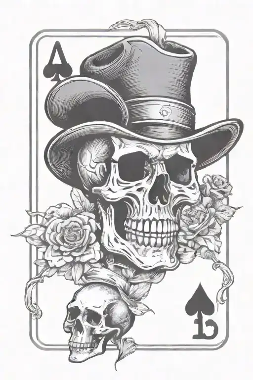 Ace Of Hearts Playing Card With A Cowboy Skull Smoking A Cigarette On The Card