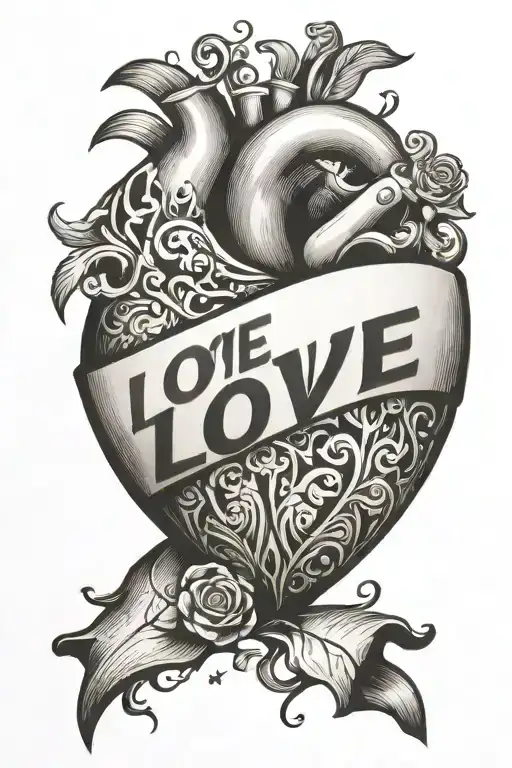 Heart With The Word 'Love' Written