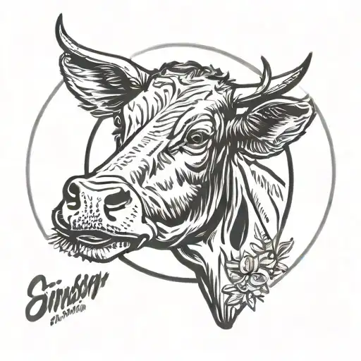 Cow Inside Of Circle With Stimpson Name Under The Cow