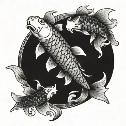 Two Koi Fish Swimming In A Circle