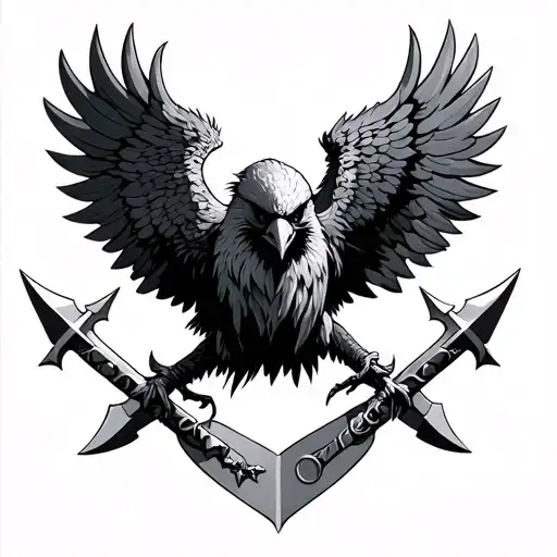 Viking Raven With Weapons