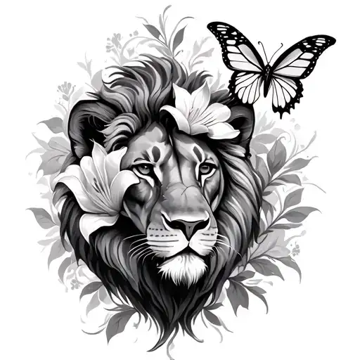 Lion Fleur De Lily And Butterfly