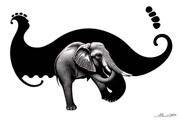 Footprint Morphed Into Elephant