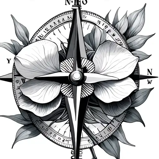 Compass With Orchids