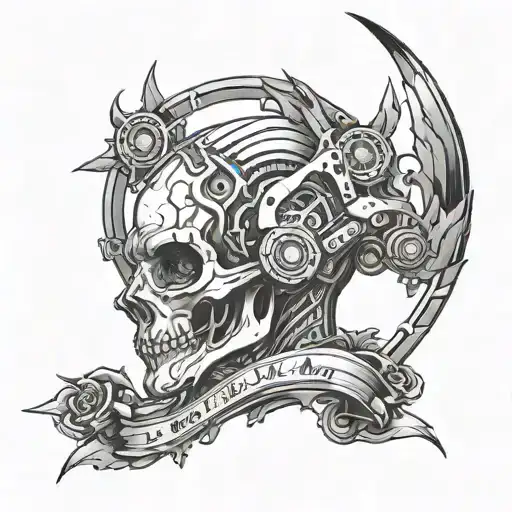 Cyberpunk Style Tattoo That Says We Never Fade Away