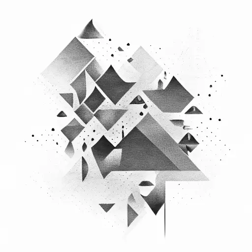 An Abstract Design Incorporating Grey Tones And Black Geometric Shapes