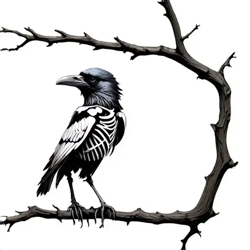 Raven Skeleton Perched