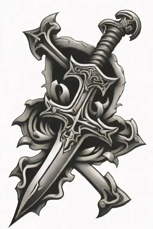 Sword And Cross Intertwined