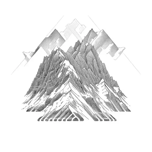 An Intricate Design Of A Computer Motherboard Intertwined With Mountain Silhouettes