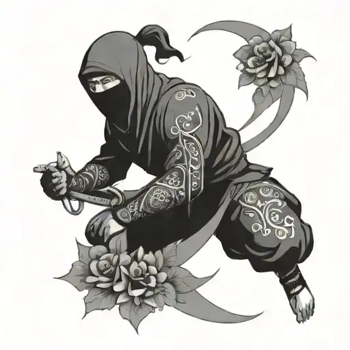 Ninja With Floral Patterns