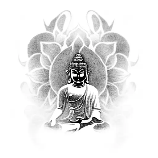 Female Buddah On Flowers With Smoke