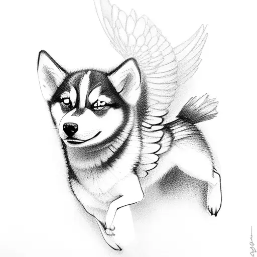 Small Husky Watching 3 Hummingbird Flying