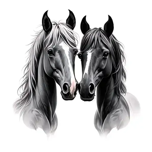 Two Small Horses In Love