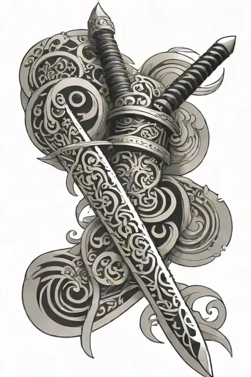 Mix Japanese Sword And Polynesian Style
