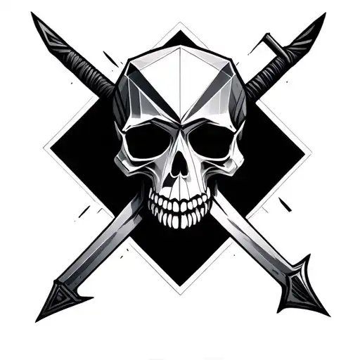 Geometric Skull With Sword