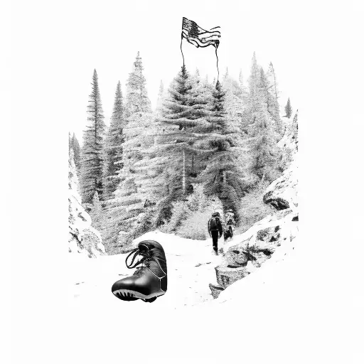 A Hiking Trail Leading Up A Mountain With Boxing Gloves Hanging From The Trees