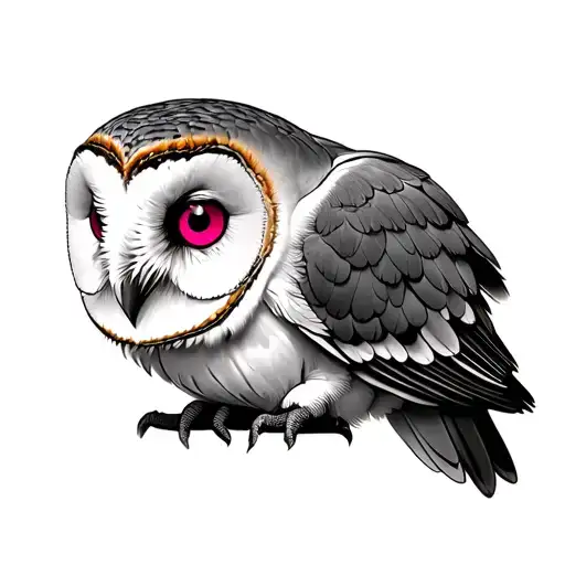 Barn Owl With Pink Eyes