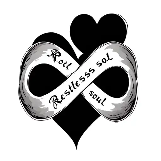 Infinity Symbol With A Heart Shape And Restless Soul Written In It