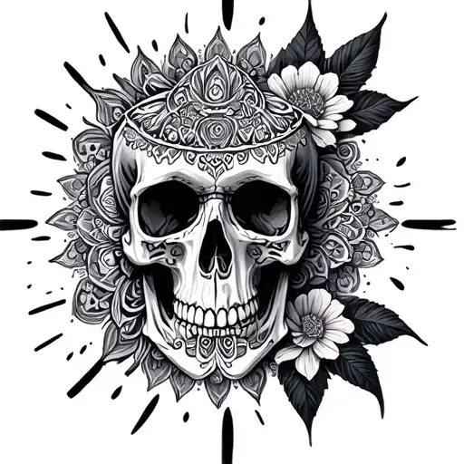 Mandala Design Incorporating Skull