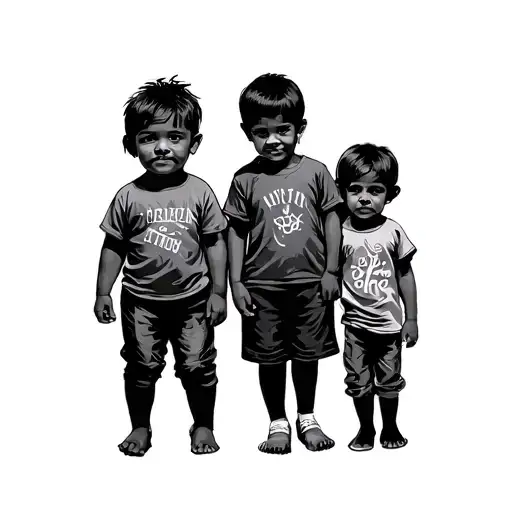 Simple Outline Silhouette Of Kids With Masculine Design