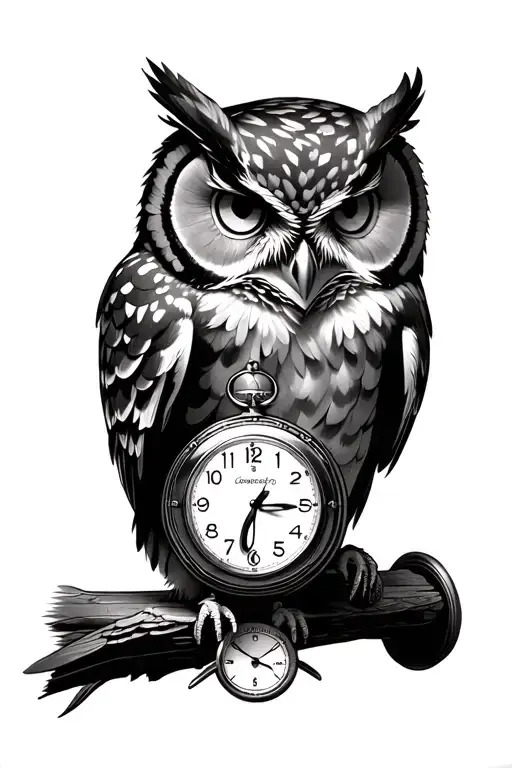 Big Owl With Three Stop Watch With Time
