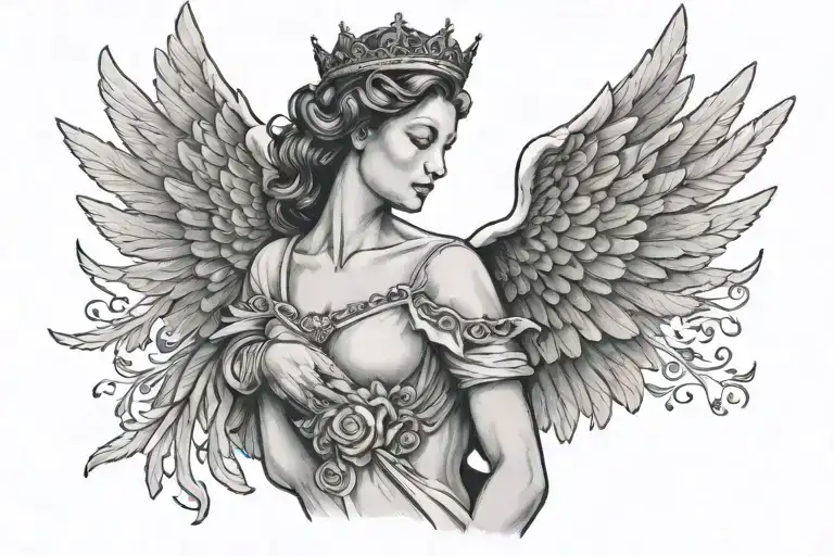 Mother With Angel Wings And Crown