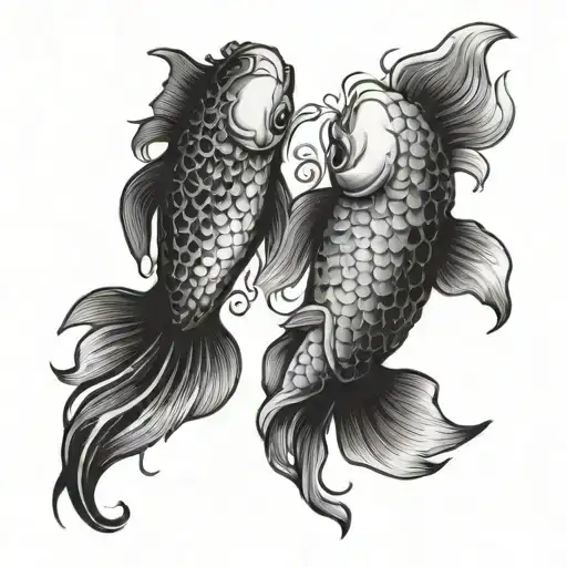 Two Koi Fish Swimming In A Circle