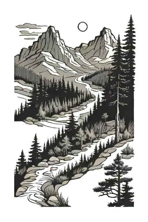 Hiking Mountain Trail Winding Through A Forest