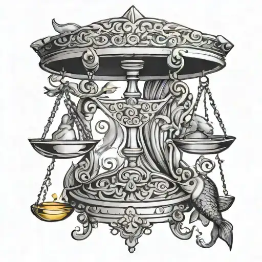Libra Scale With Pisces Fish