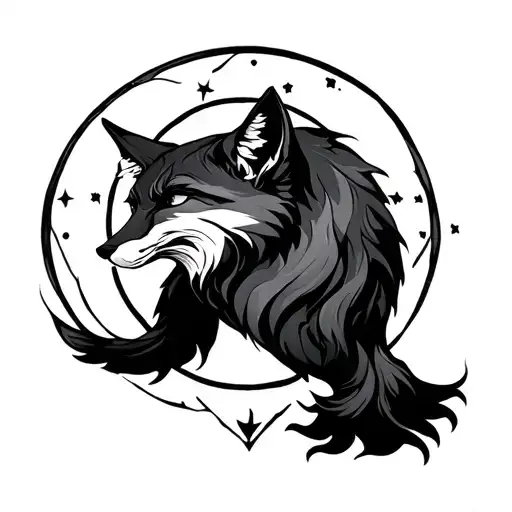 Fox And Moon Wiccan Symbol Emerging