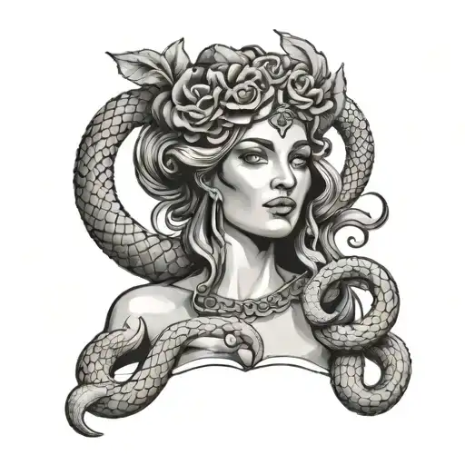 Roman Goddess With Snake Wrapped