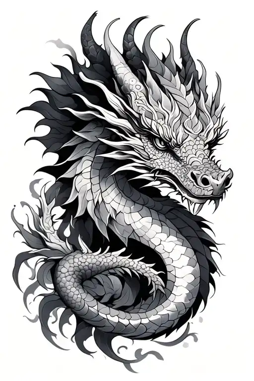 Dragon Along With Mandala