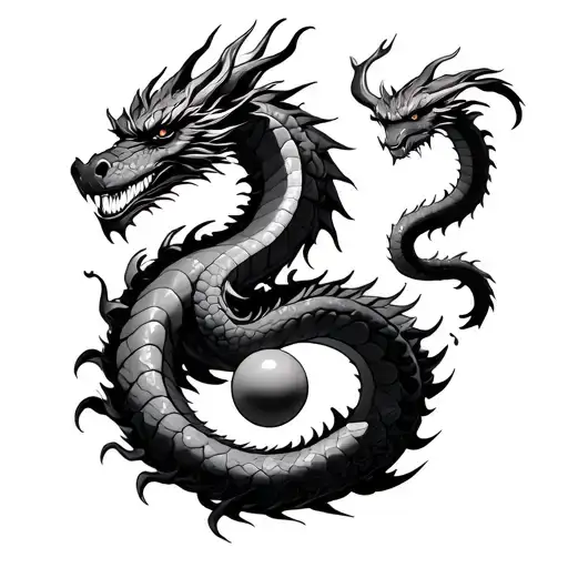 Shenron Dragon Flowing Downwards With Dragon Balls