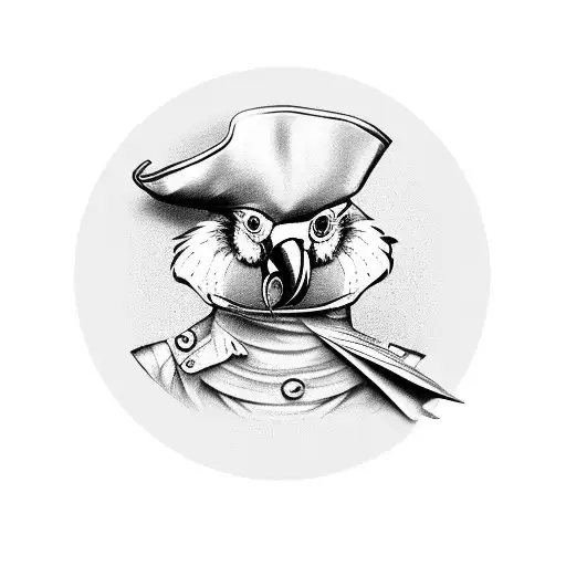 Parrot With Pirate Hat And Dollar Bill In Nose