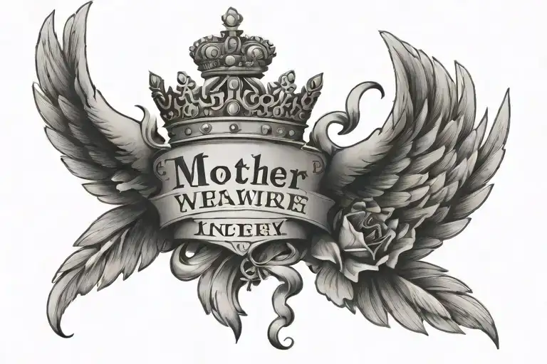 Mother Name With Angel Wings And Crown