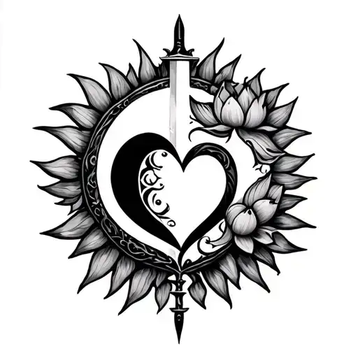 Lotus Phoenix Divinity Sun Moon Sword Heart