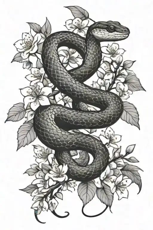 Snake And Apple Blossoms And