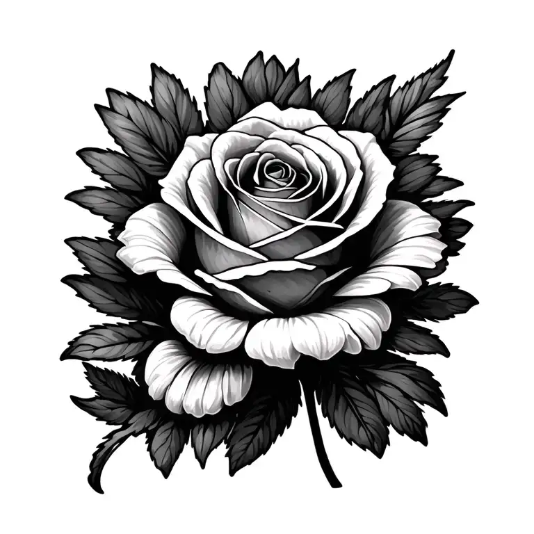 One Rose And One Daisy Flower