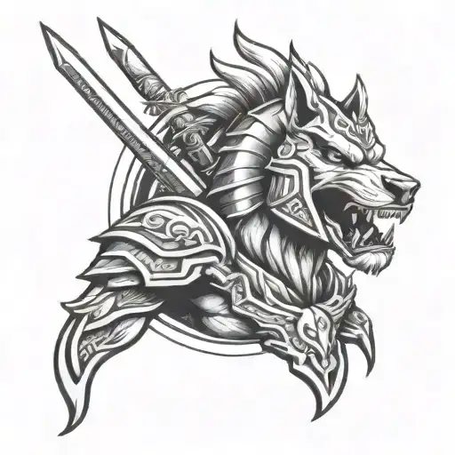 Spartan With Snake Axe Sword Or Wolf Face Made