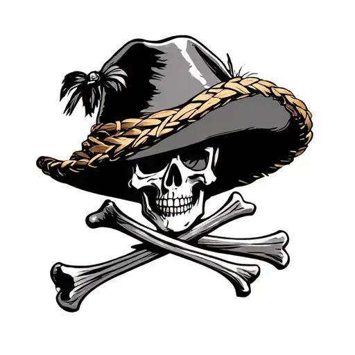 Straw Hat Jolly Roger With Cardinal Points