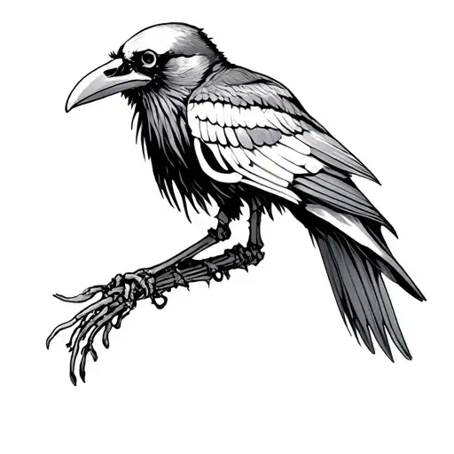 Raven Skeleton Perched