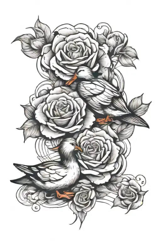 Ducks And Rose Intertwined
