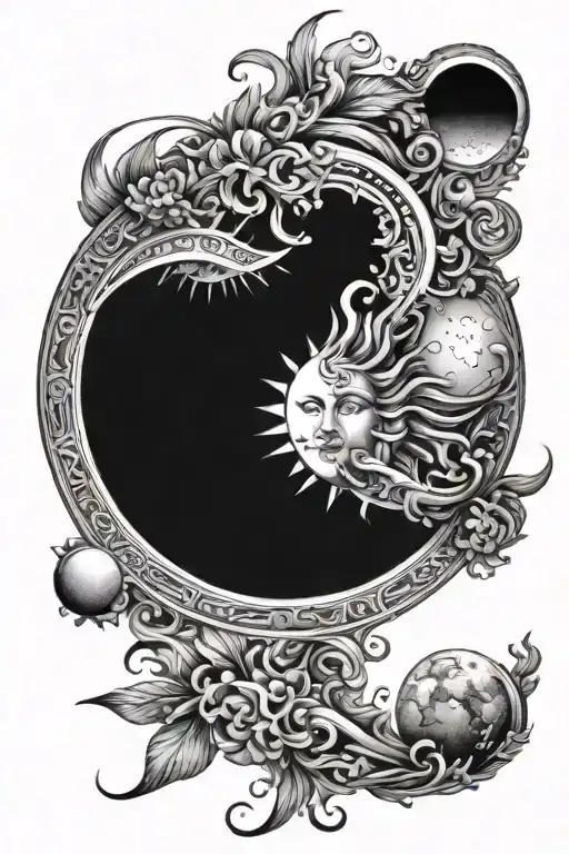 Sun And Moon Merging Together Roman