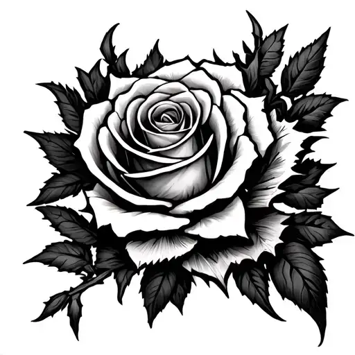 Blacked Out Rose Thorns Going Around Arm Between The Wrist And Forearm