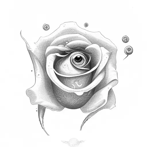 A Rose With A Stem With An Eyeball In The Center Of The Flowef