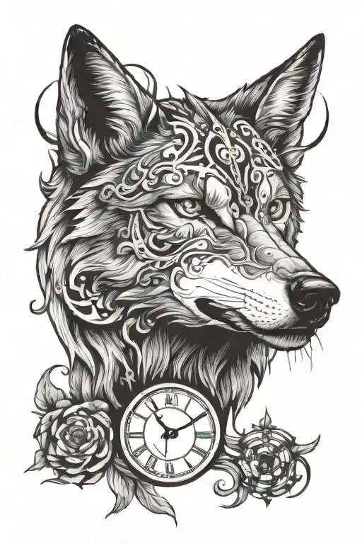Wolf Head And A Clock Face Morphing