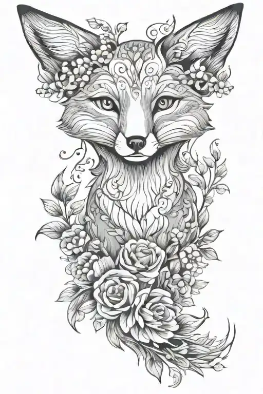 Floral Fox Playing